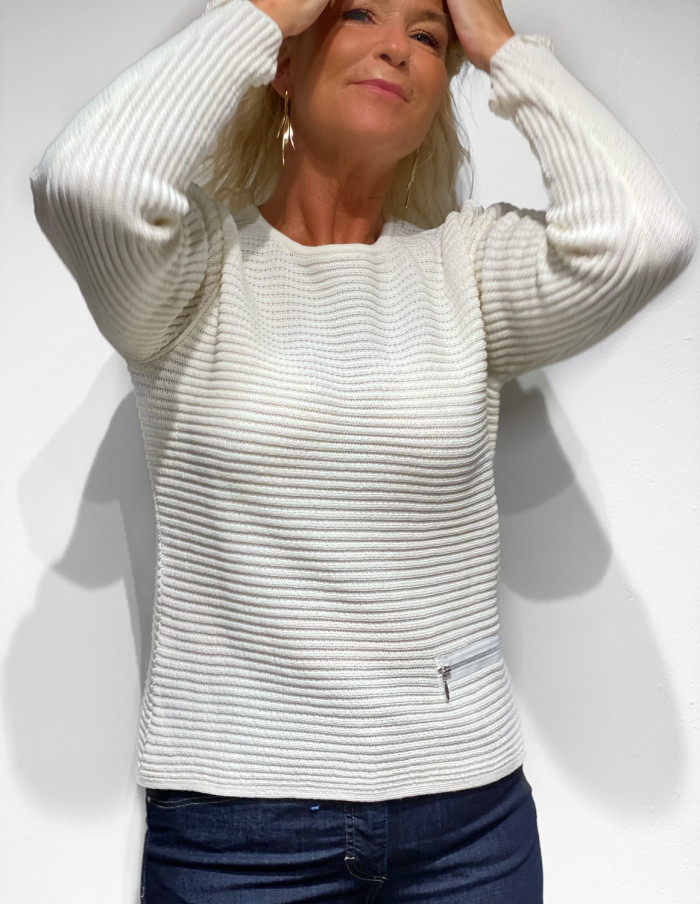 Tröja Zip Offwhite 5353 Skovhuus