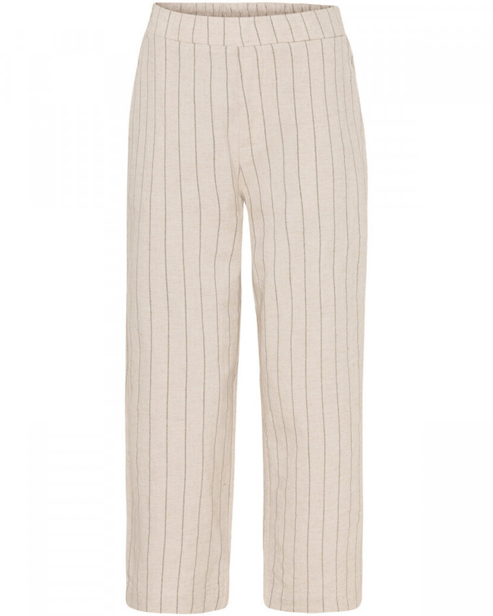 Linnebyxa Pearl pant 7/8-del randig sand från Isay