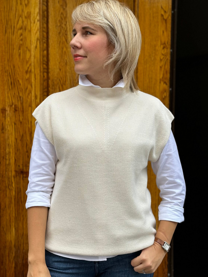 Finstickad pullover offwhite från Marinello