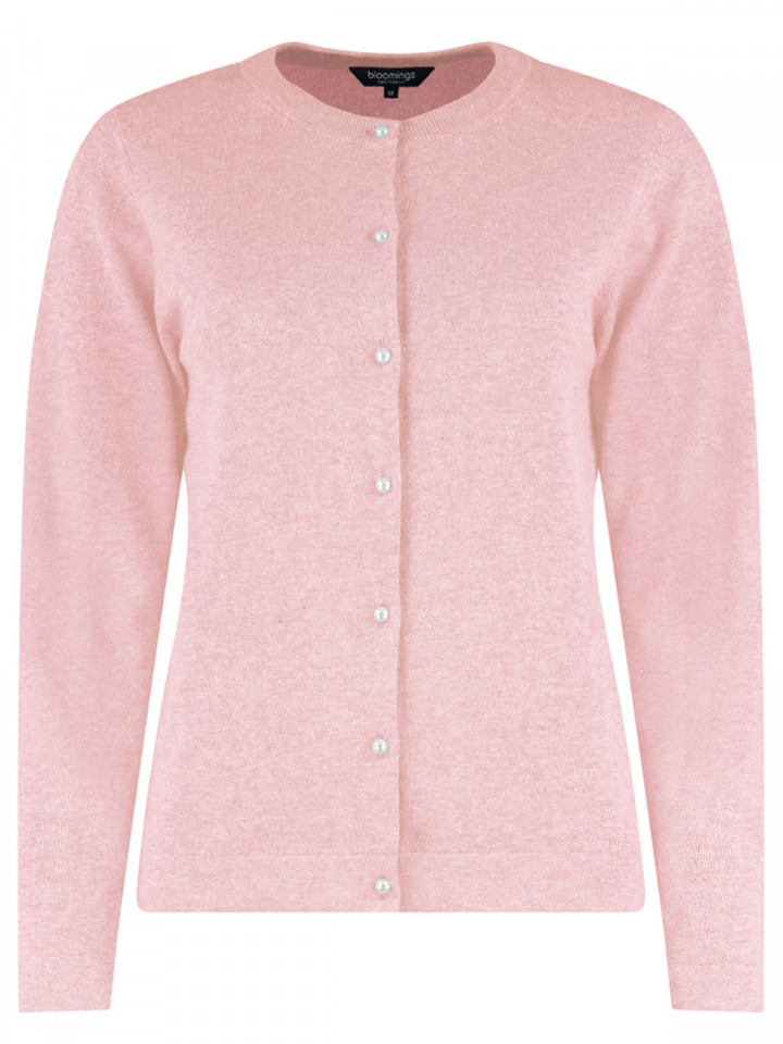 Klassisk cardigan med pärlknapp rosa från Bloomings