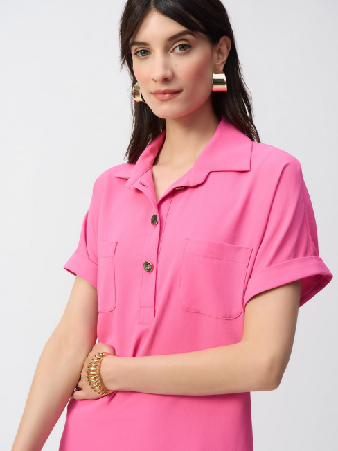 Klänning rosa med guldknappar från Joseph Ribkoff 2