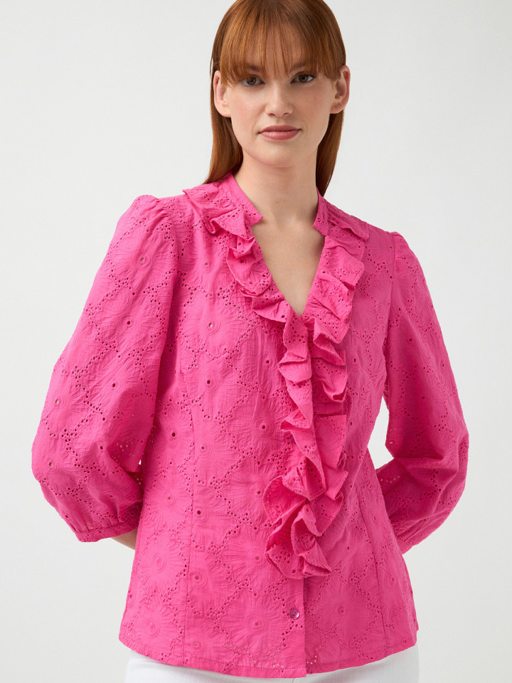 Blus Tarma brodyr fuchsia från Tinta Style