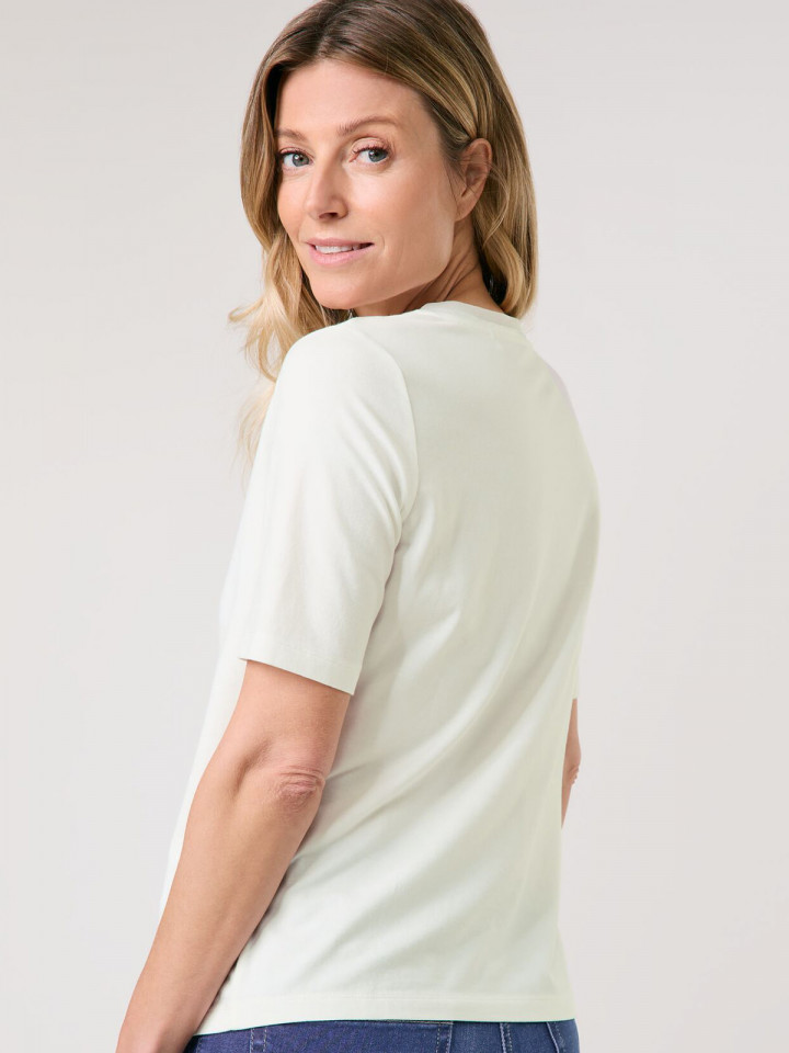 Topp med satinkant gräddvit från...