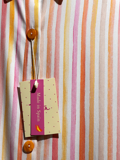 Blus Covadonga rosa/orange rand från Tinta Style
