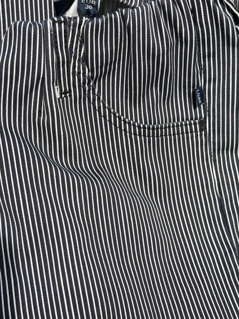 Mirakelbyxa Kelly Bomull regular crop randig marin från LauRie