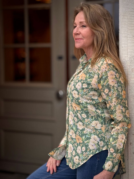 Bomullsskjorta Dandy Grön Blom från Gossip