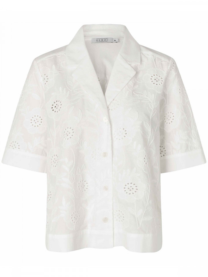 Broderad Irisonne blus vit från Masai