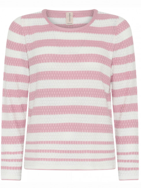 Mönsterstickad Tröja rosa ränder från Skovhuus