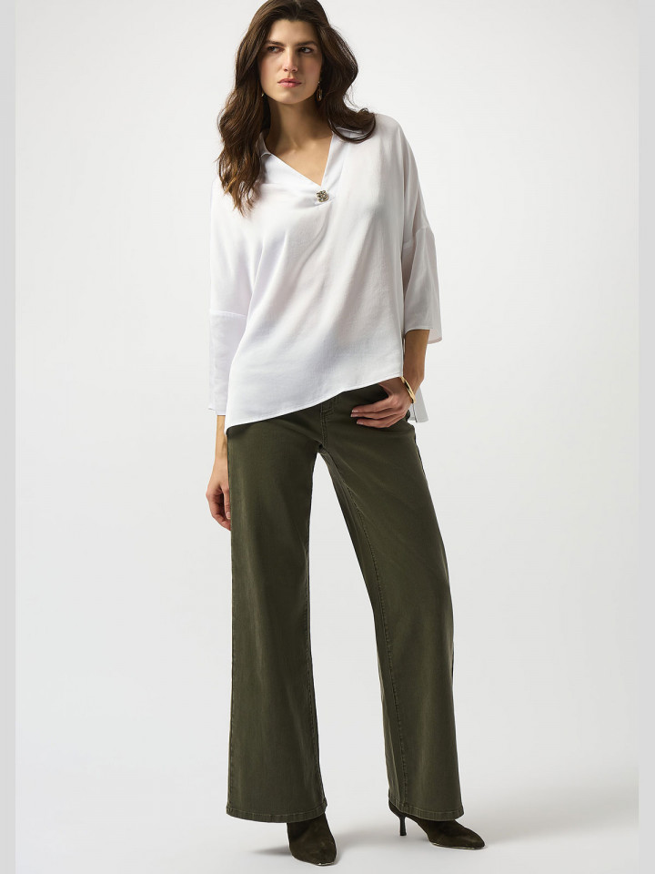 Satinblus dekorativ knapp vit från...