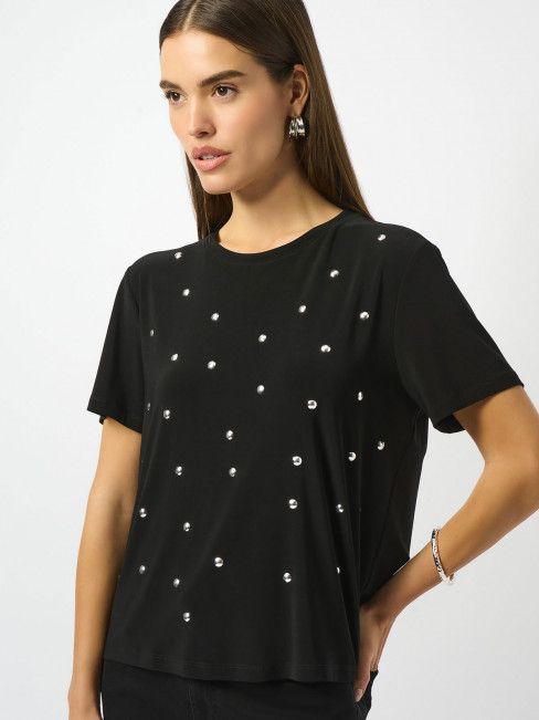 Trikåtopp svart nitar från Joseph Ribkoff