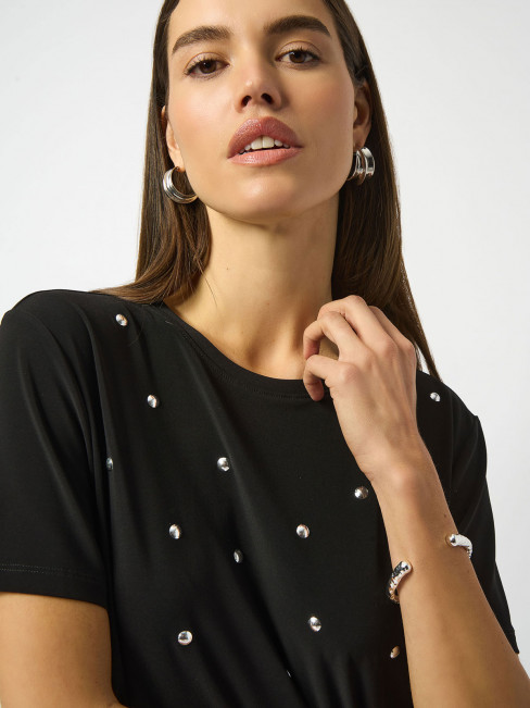Trikåtopp svart nitar från Joseph Ribkoff 2