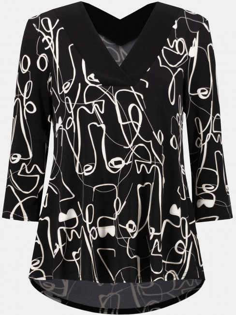 Trikåtopp svart med illustration från Joseph Ribkoff 2