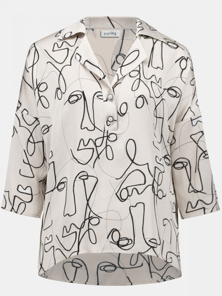 Satinblus creme med svart...