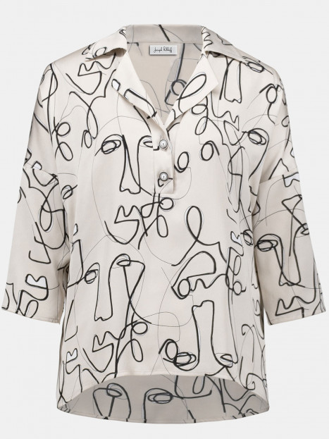 Satinblus creme med svart illustration från Joseph Ribkoff