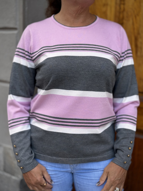 Tröja rosa/grå randig från Micha 2