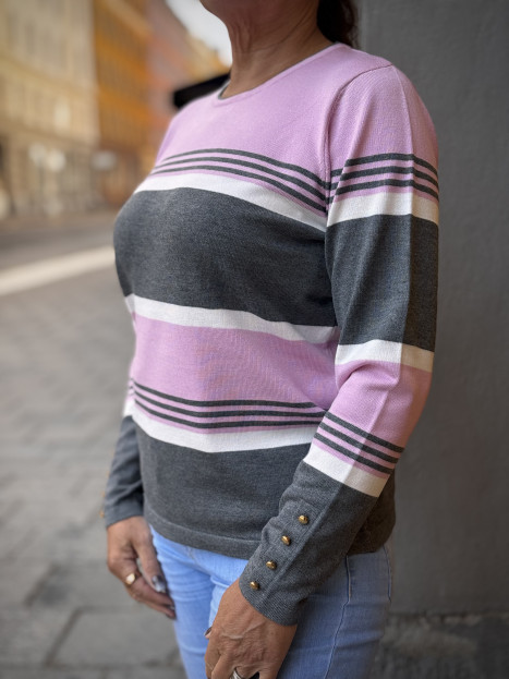 Tröja rosa/grå randig från Micha