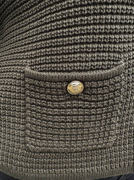 Mönsterstickad bomullskofta Chalina skogsgrön från Claire