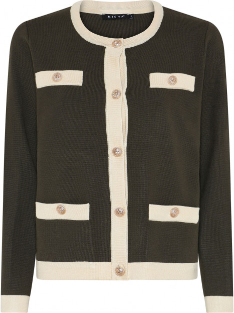 Finstickad kofta olive/creme från Micha