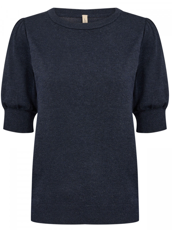 Finstickad Topp Dollie melerad marin...