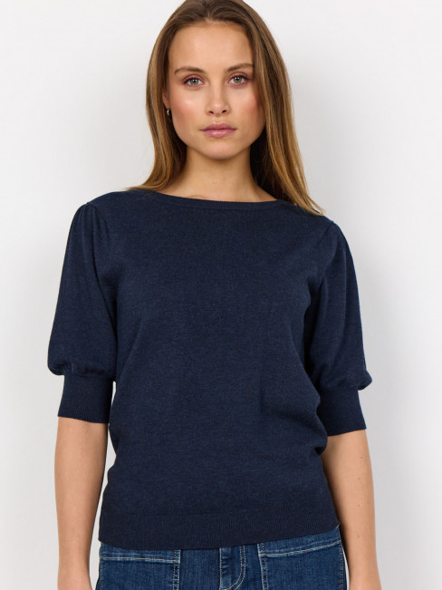 Finstickad Topp Dollie melerad marin från SoyaConcept