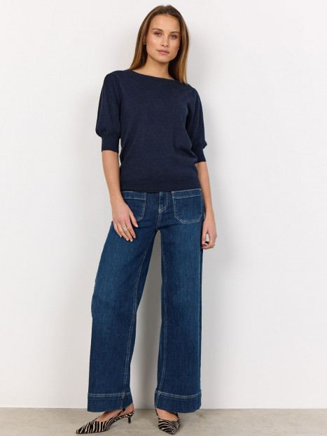 Finstickad Topp Dollie melerad marin från SoyaConcept