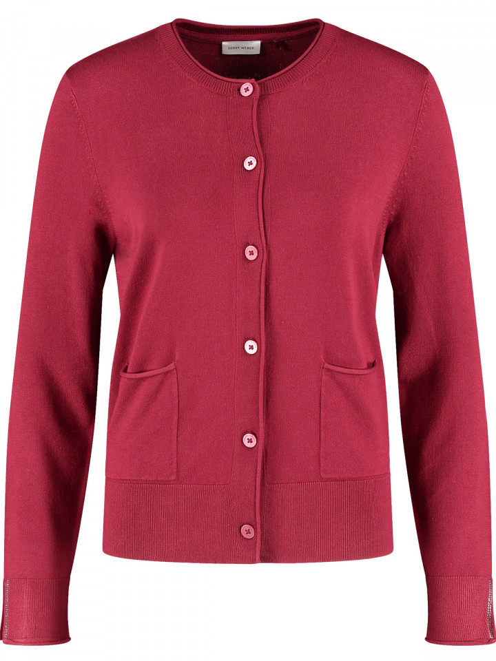 Finstickad kofta vinröd från Gerry Weber