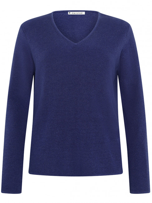 Stickad bomullströja Nerida blå från Mansted