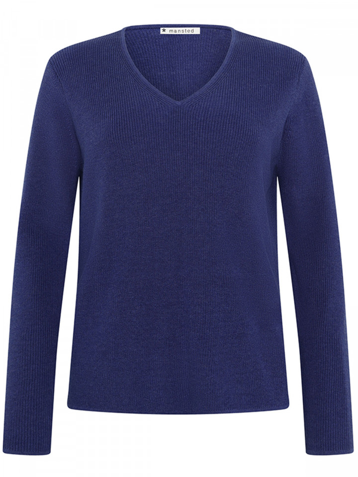 Stickad bomullströja Nerida blå från Mansted