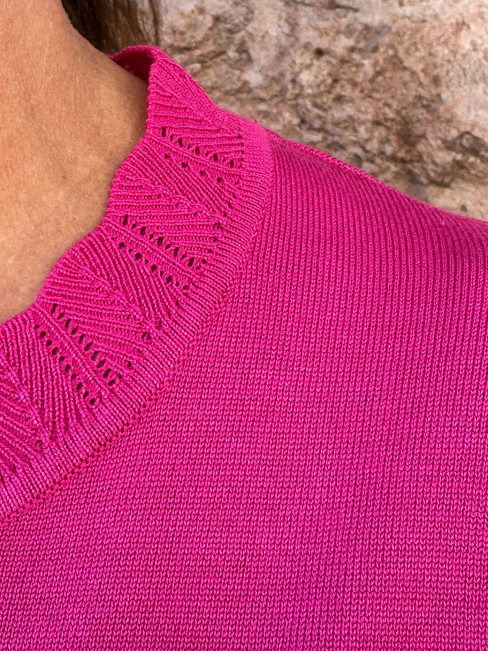 Fin- och mönsterstickad tröja rosa från Micha 2