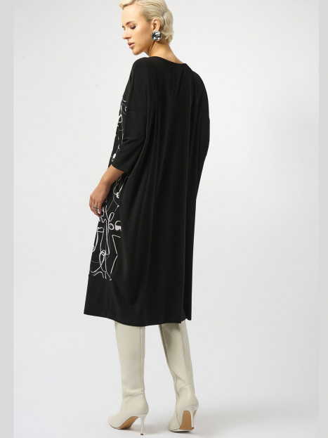 Trikåklänning svart med illustration från Joseph Ribkoff