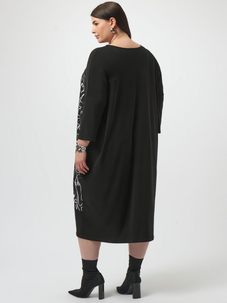 Trikåklänning svart med illustration från Joseph Ribkoff