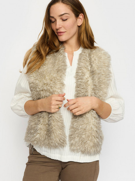 Väst i fuskpäls sand från 2-biz