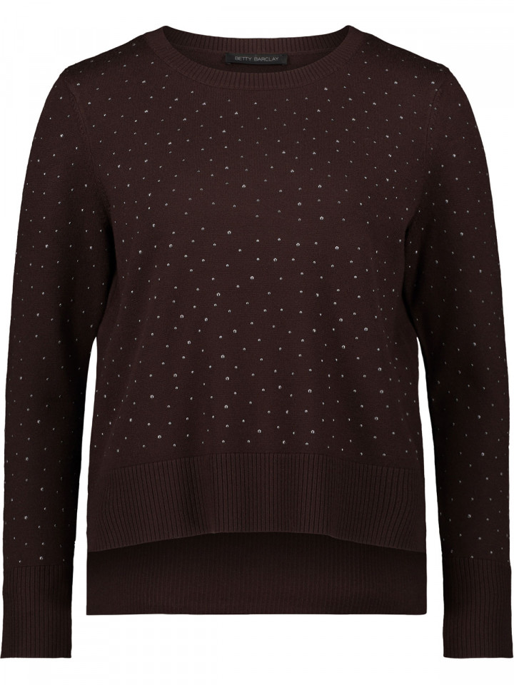 Finstickad tröja kakaobrun med...