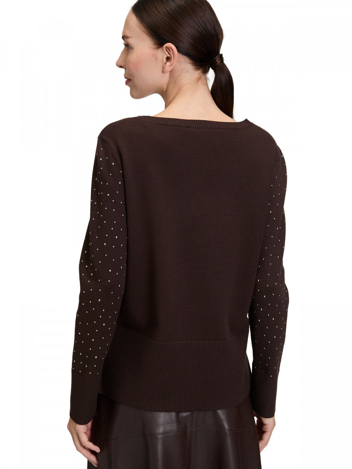 Finstickad tröja kakaobrun med...