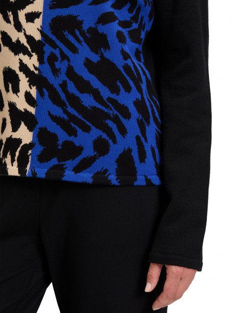 Stickad bomullströja blå/creme/svart leo från Betty Barclay