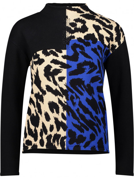 Stickad bomullströja blå/creme/svart leo från Betty Barclay