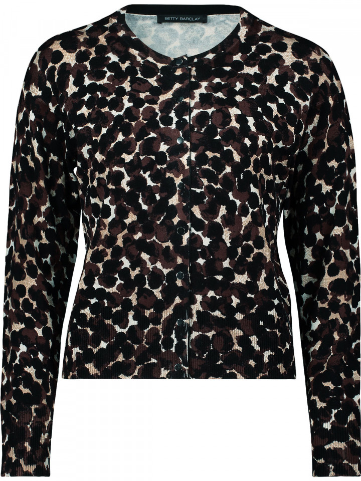 Finstickad kofta leo brun från Betty...