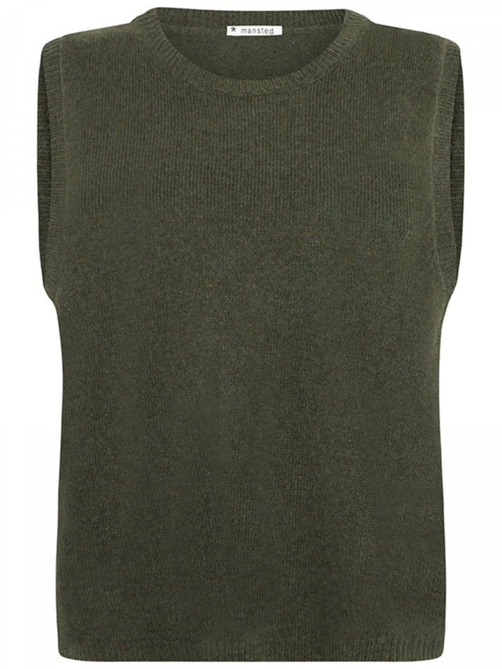 Stickad ullväst mitos grön från Mansted