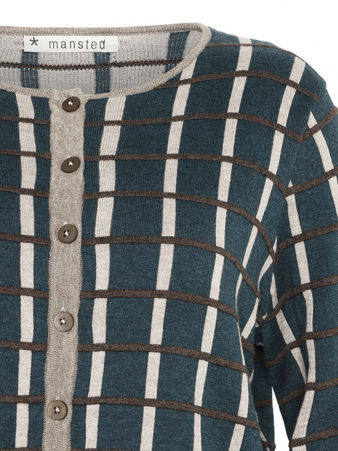 Finstickad bomullskofta Odette teal från Mansted 2