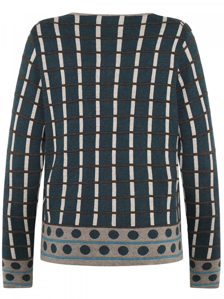 Finstickad bomullskofta Odette teal...