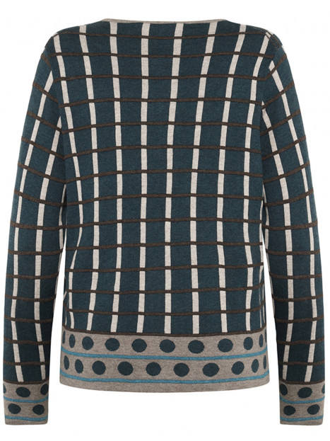 Finstickad bomullskofta Odette teal från Mansted