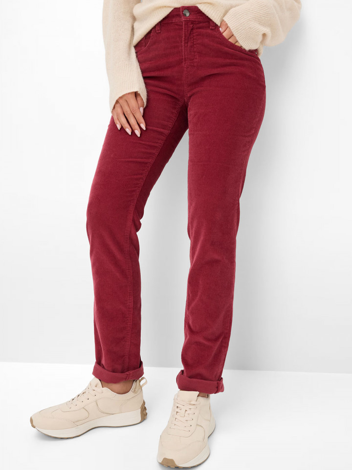 Manchesterbyxa Carola vinröd från Brax