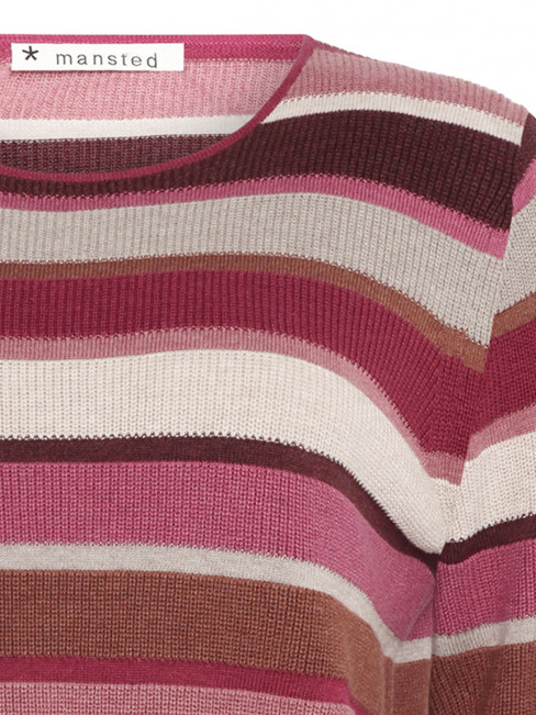 Finstickad tröja Mathilde randig röd från Mansted 2