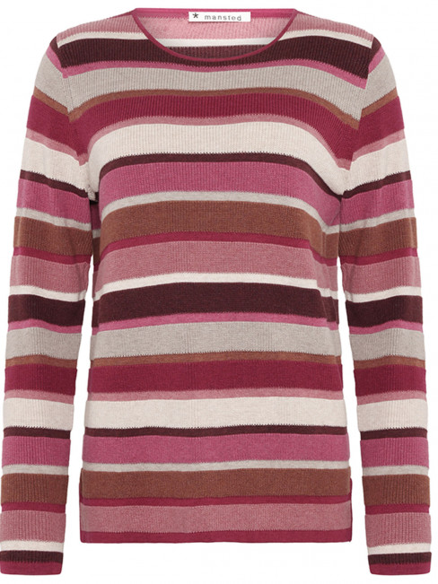 Finstickad tröja Mathilde randig röd från Mansted