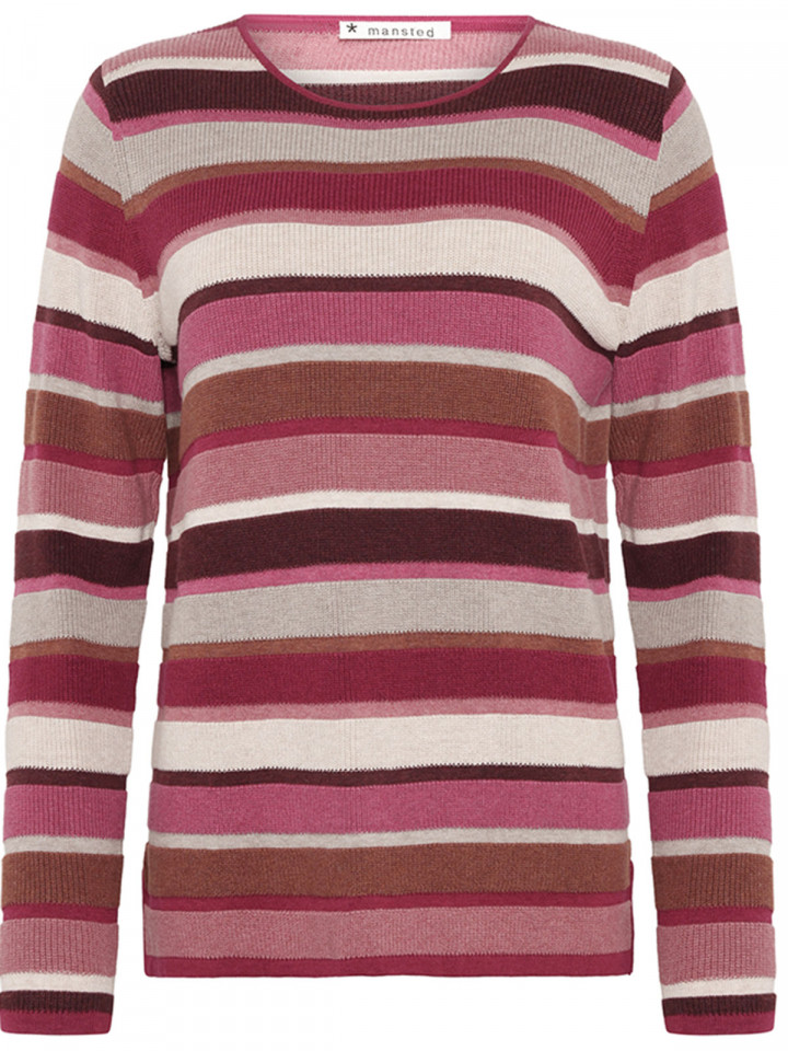 Finstickad tröja Mathilde randig röd från Mansted