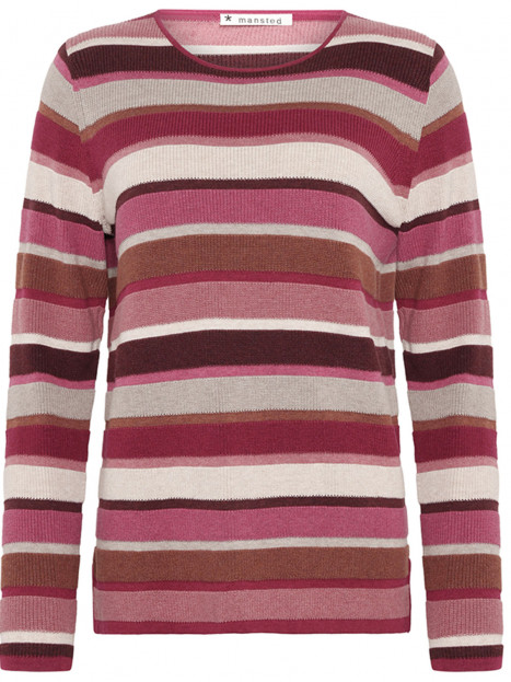 Finstickad tröja Mathilde randig röd från Mansted