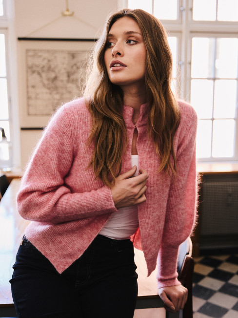 Mohairkofta rosa melerad från Claire 2