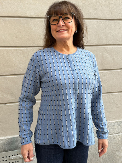 Finstickad kofta Pepper blå från Mansted