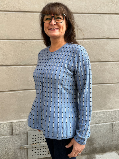 Finstickad kofta Pepper blå från Mansted