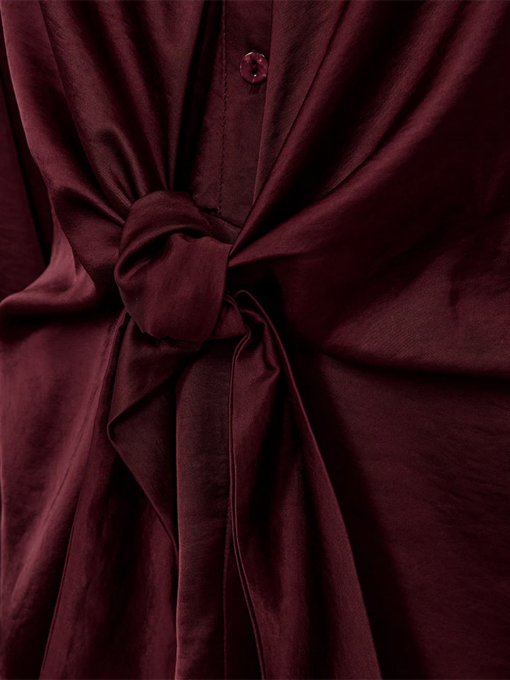 Satinblus knyt vinröd från FreeQuent